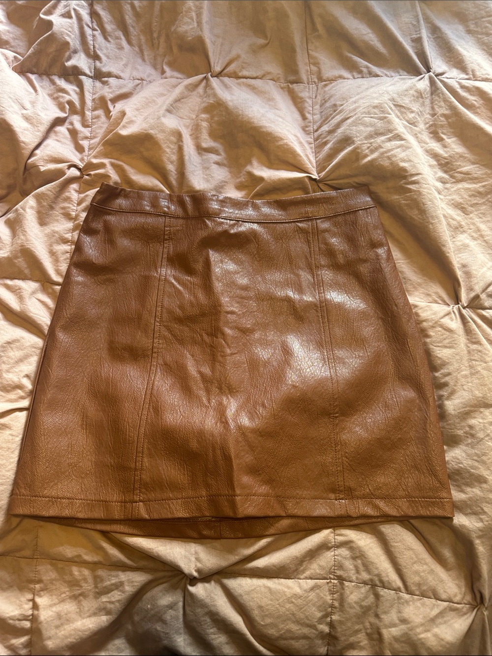 art class Tan Faux Leather Mini Skirt